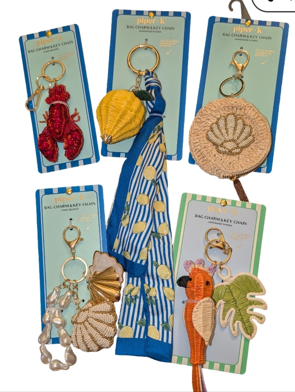 Piper K Summer Bag Charms /Keychains 5pc Lot